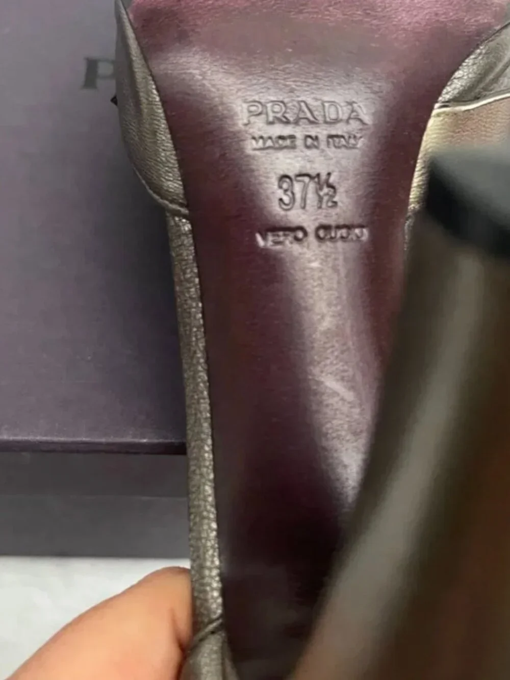 Prada D'Orsay Metall Deco Calzature Donna peep Toe heels pumps 7,5